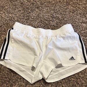 Adidas Women's White and Black Athletic Shorts